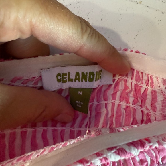 Celandine Pink and White Striped Smocked Romper - Picture 4 of 6